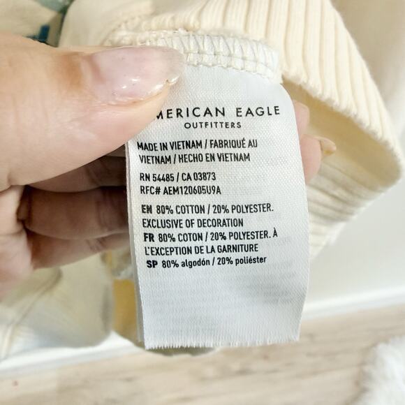 American Eagle Funday Graphic Raglan Sleeve Crewneck Sweatshirt Size S GG808 - Picture 5 of 6